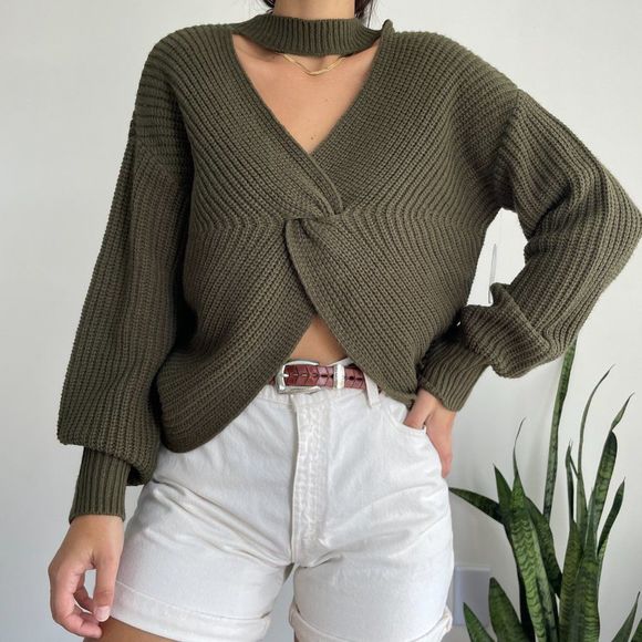 Almost Famous Sweaters - Almost Famous reversible twist knit oversized sweater